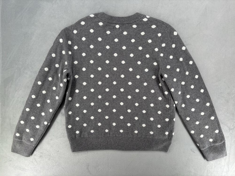 Gap Preppy Old Money L Gray Polka Dot Crewneck Long Sleeve Cotton Knit Sweater - Picture 2 of 5